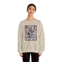Heavy Metal Rocker Cat Sweatshirt - Heavy Blend Fleece Crewneck - Unisex White