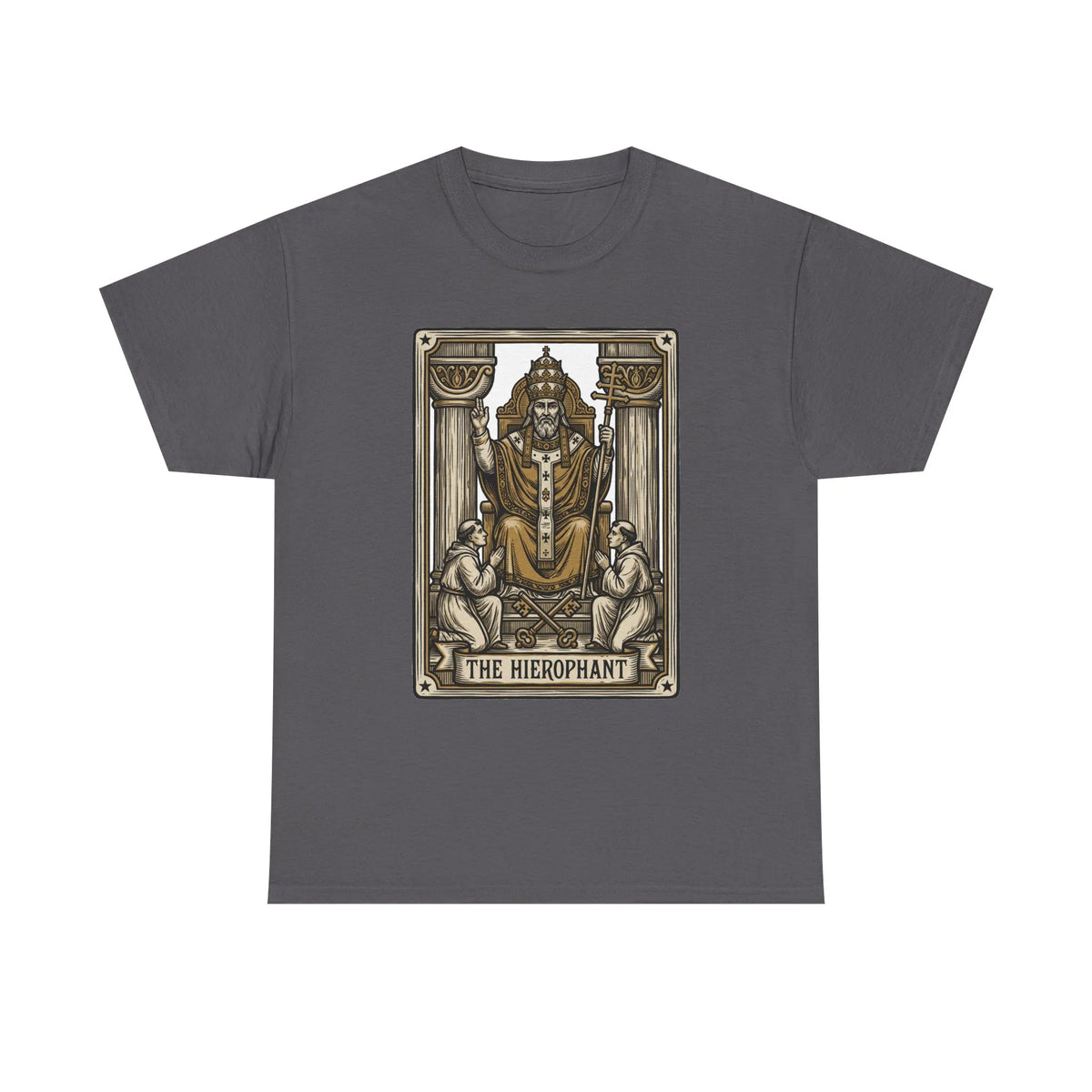 Hierophant Tarot Card Graphic T-Shirt - Heavy Cotton Classic Fit Tee - Unisex White