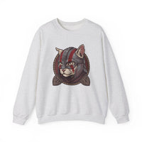 Viking Berserker Cat Graphic Sweatshirt - Heavy Blend Fleece Crewneck - Unisex White