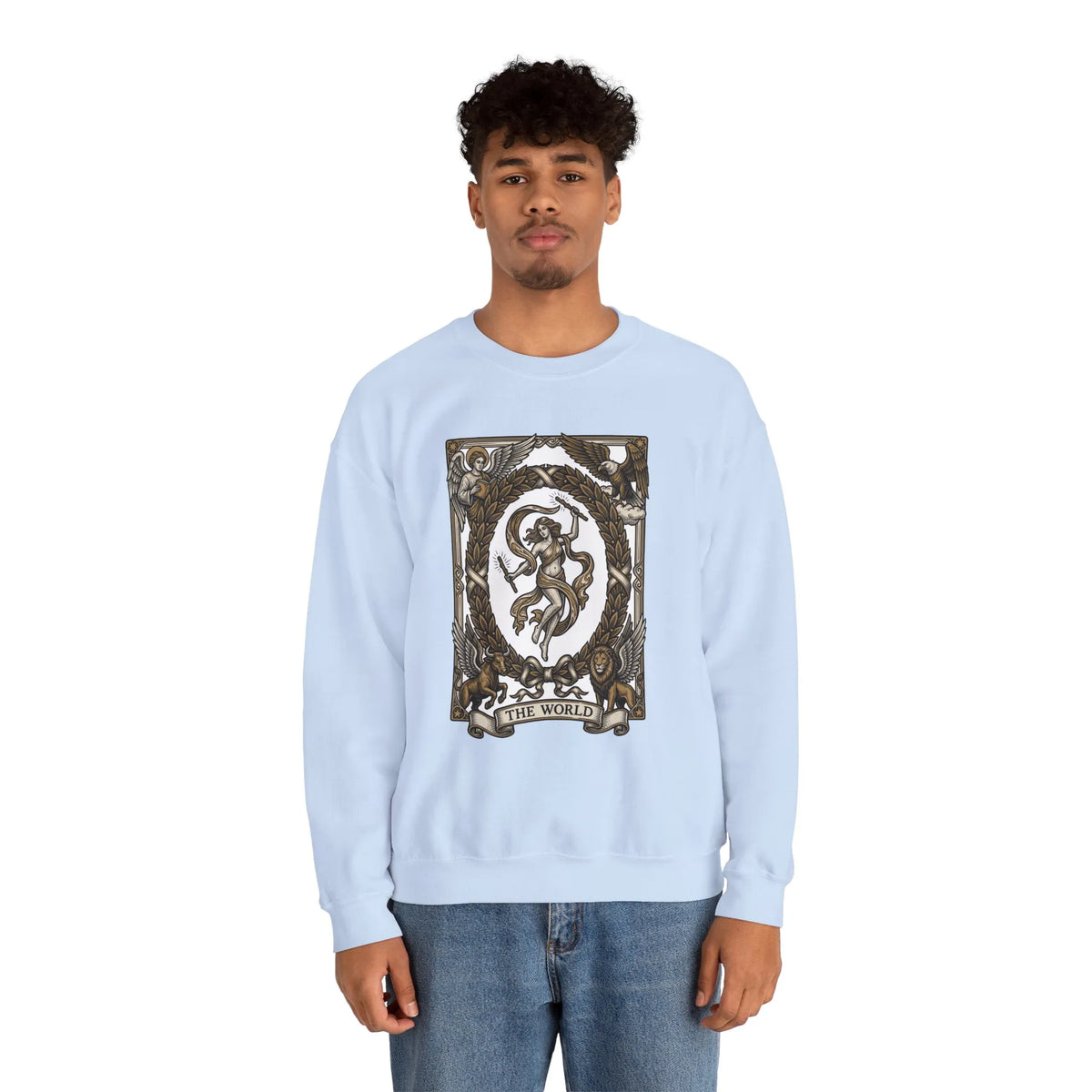 The World Tarot Card Sweatshirt - Heavy Blend Fleece Crewneck - Unisex White