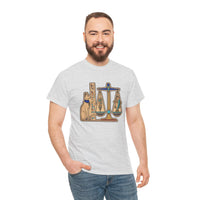 Egyptian Scales Pharaoh Cat Graphic T-Shirt - Heavy Cotton Classic Fit Tee - Unisex White