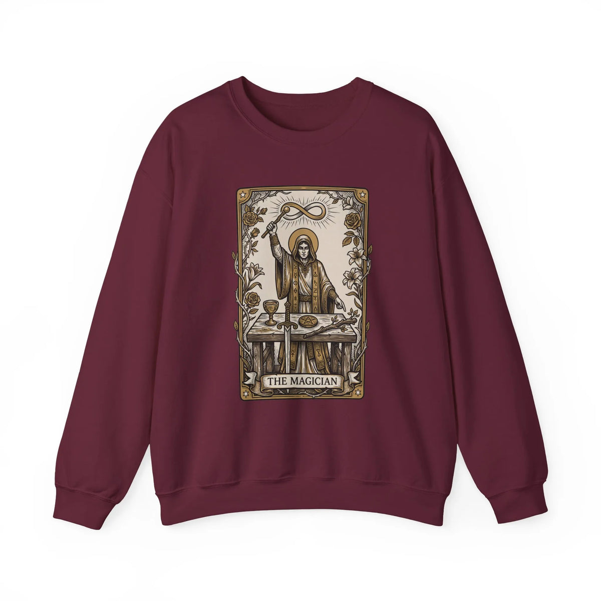 The Magician Tarot Card Sweatshirt - Heavy Blend Fleece Crewneck Pullover - Unisex Warm White