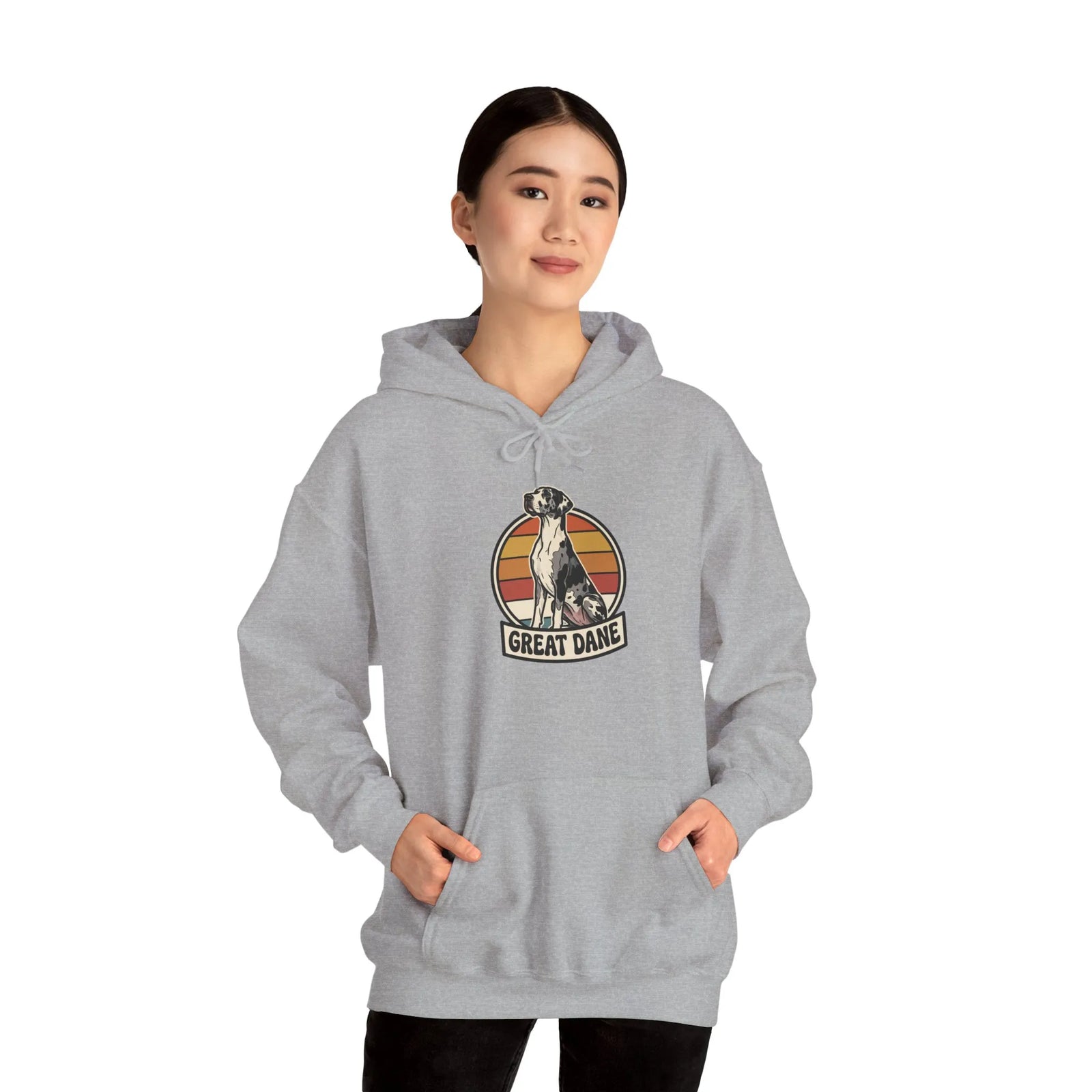 Great Dane Retro 70s Sunset Hoodie - Heavy Blend Fleece Pullover - Unisex White