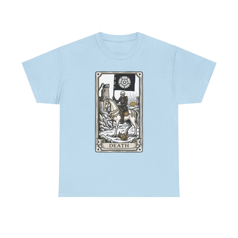 Death Tarot Card Knight Graphic T-Shirt - Heavyweight 100% Cotton Classic Fit Tee - Unisex White