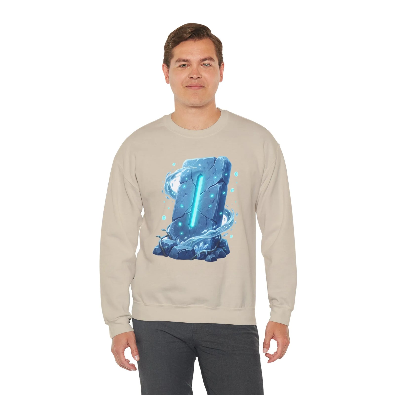 Isa Rune Ice Glacier Sweatshirt - Heavy Blend Fleece Crewneck - Unisex White
