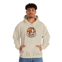 Calico Cat Retro Sunset Graphic Hoodie - Medium Weight Fleece Pullover - Unisex White