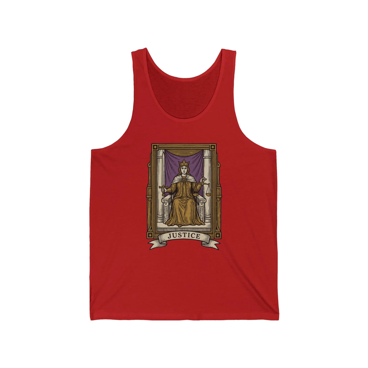 Justice Tarot Card Tank Top - Lightweight Combed Cotton Retail Fit - Unisex Athletic Heather