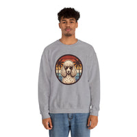 70s Sunset Poodle Aviators Graphic Sweatshirt - Heavy Blend Cotton-Poly Crewneck - Unisex White