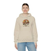 Norwegian Forest Cat Retro Sunset Hoodie - Heavy Cotton-Poly Blend Pullover - Unisex White