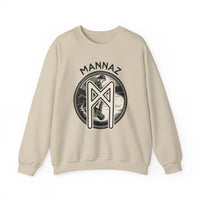 Mannaz Humanity Rune Graphic Sweatshirt - Heavy Blend Fleece Crewneck - Unisex White