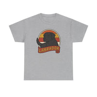 Labrador Retro 70s Sunset T-Shirt - Heavy Cotton Classic Fit Tee - Unisex White