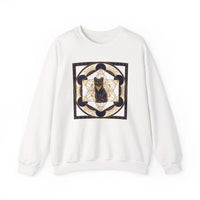 Metatron's Cat Sacred Geometry Sweatshirt - Heavy Blend Fleece Crewneck - Unisex White