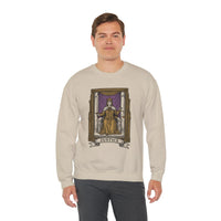 Justice Tarot Card Sweatshirt - Heavy Blend Cotton Poly Crewneck - Unisex White