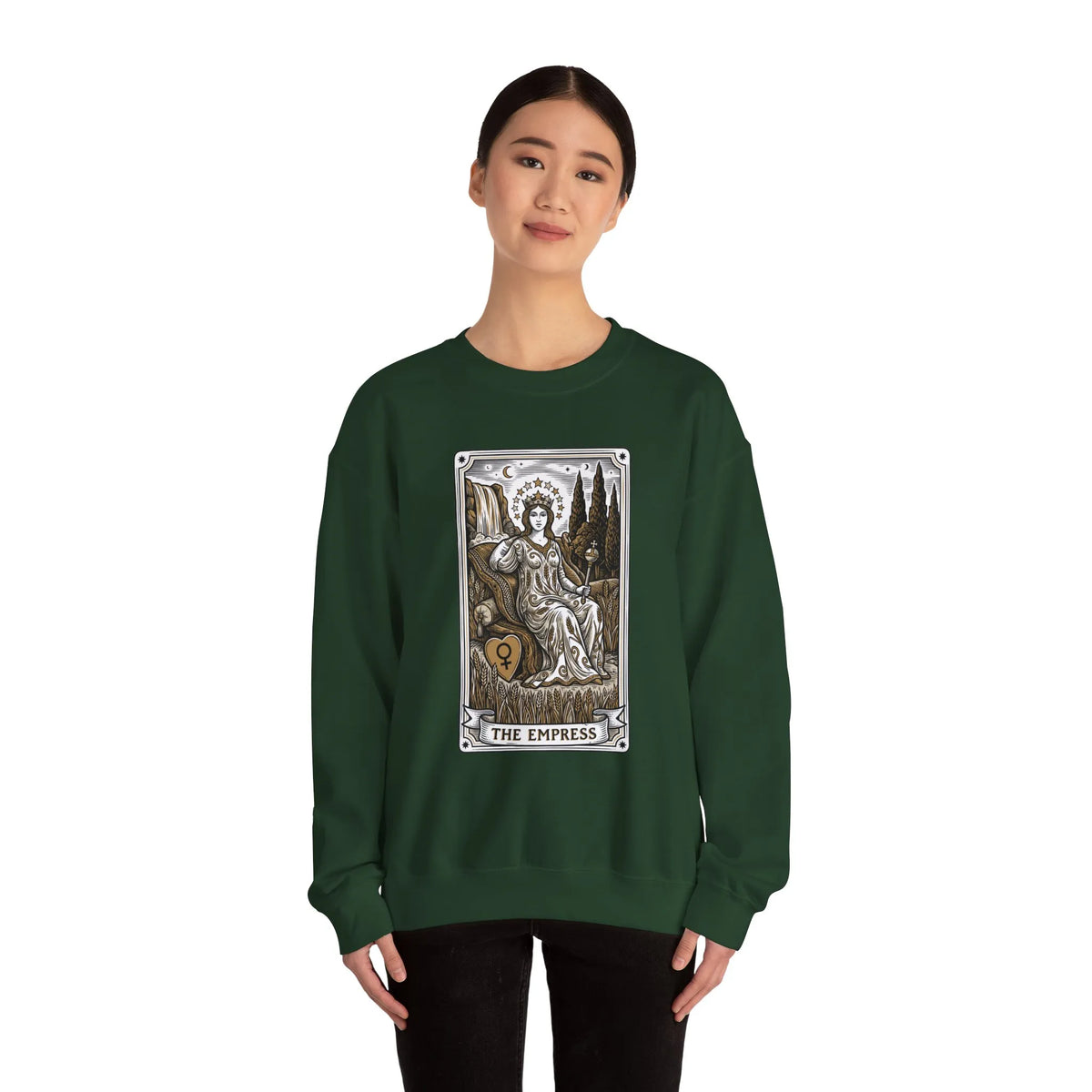 Major Arcana Empress Tarot Card Sweatshirt - Soft Heavy Blend Crewneck - Unisex White