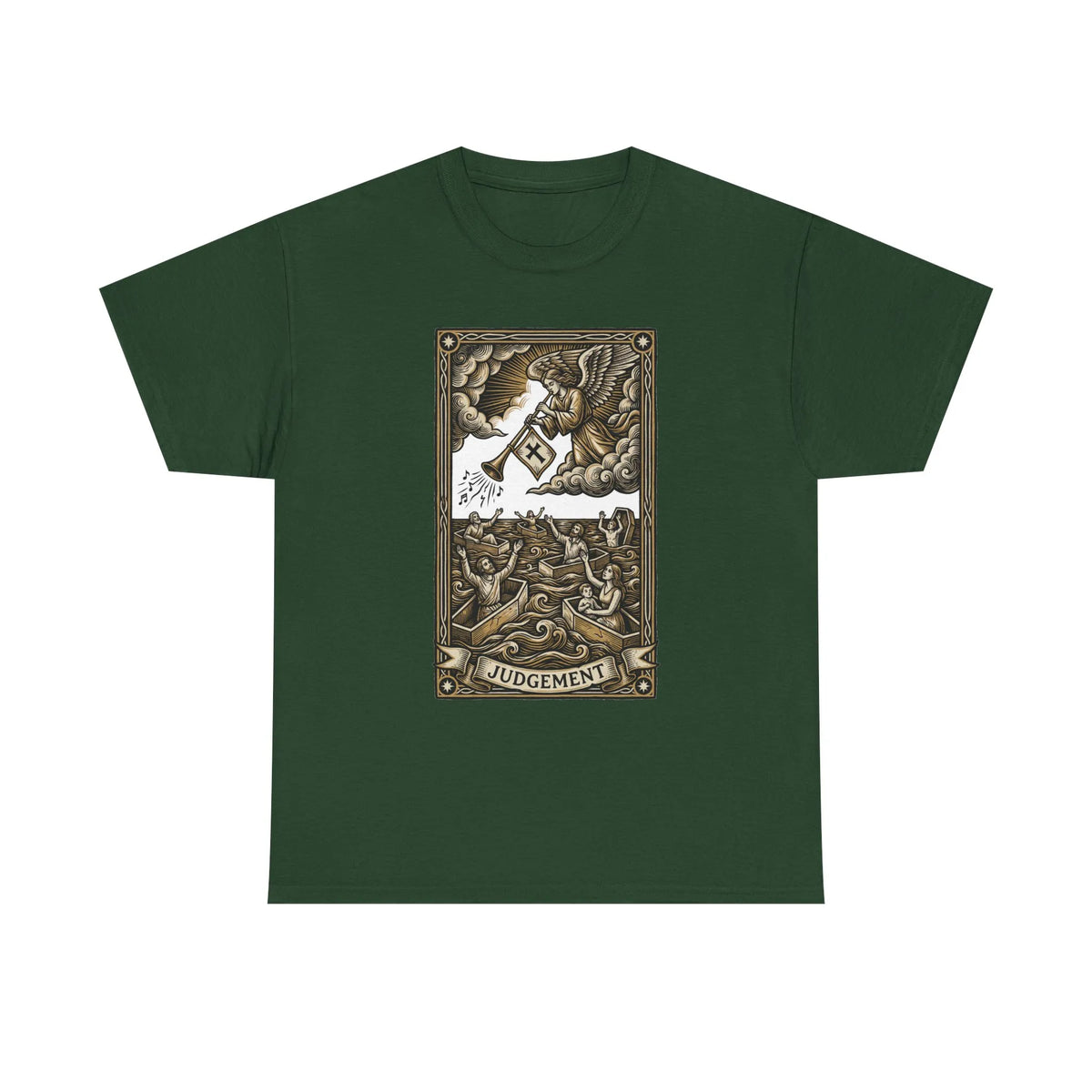 Judgement Angel Graphic T-Shirt - Heavy Cotton Classic Fit Tee - Unisex White