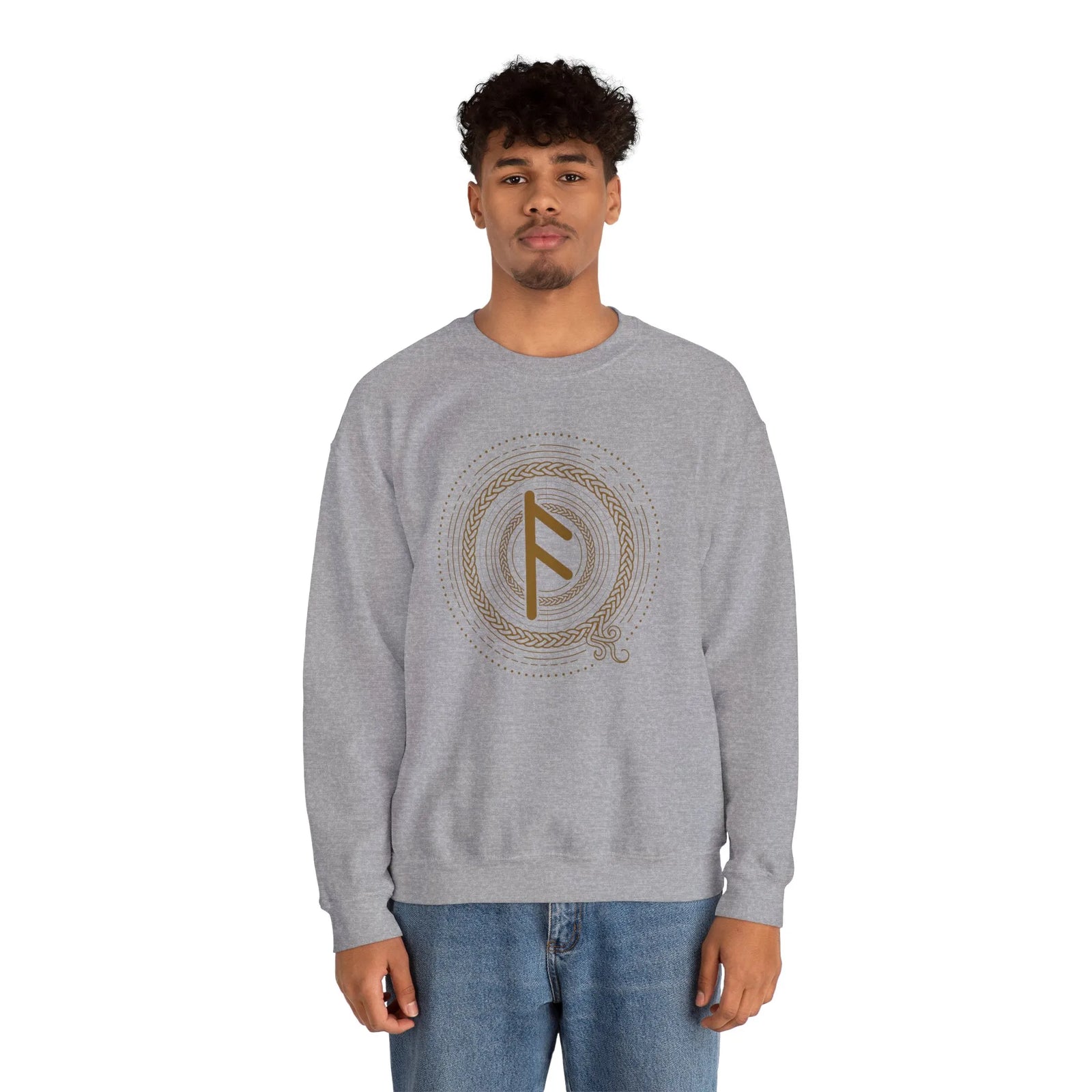 Ansuz Rune Divine Speech Sweatshirt - Heavy Blend Fleece Crewneck - Unisex White