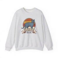 Russian Blue Retro 70s Sunset Sweatshirt - Heavy Blend Crewneck - Unisex White