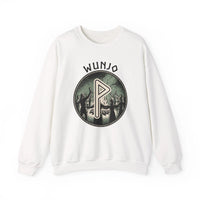Wunjo Rune Joy Celebration Sweatshirt - Heavy Blend Cotton Poly Crewneck - Unisex White