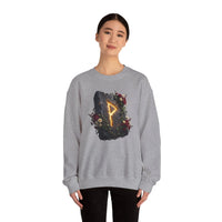 Wunjo Rune Blossom Sweatshirt - Heavy Blend Crewneck Fleece - Unisex Ash