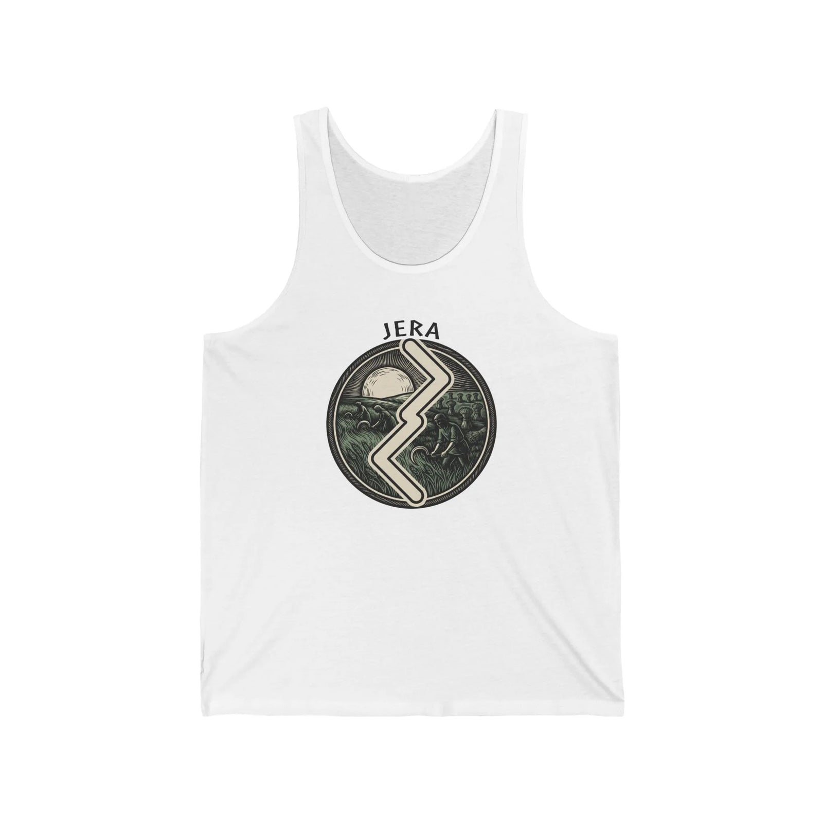 Jera Runic Harvest Tank Top - Lightweight Airlume Cotton Retail Fit - Unisex White