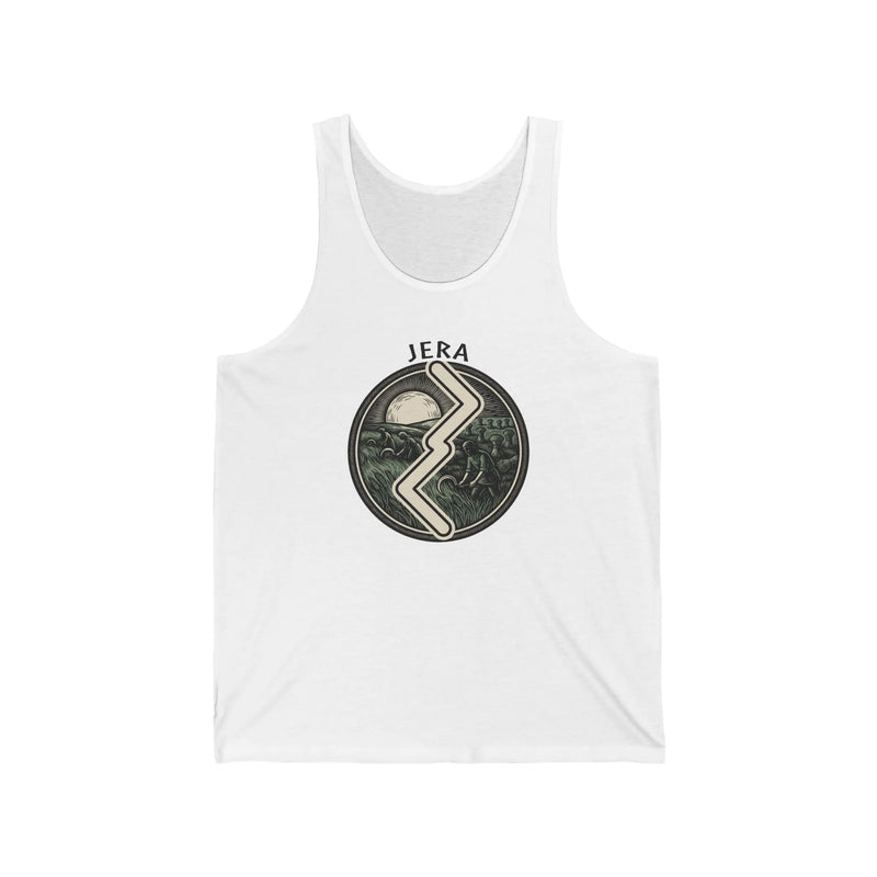 Jera Runic Harvest Tank Top - Lightweight Airlume Cotton Retail Fit - Unisex White
