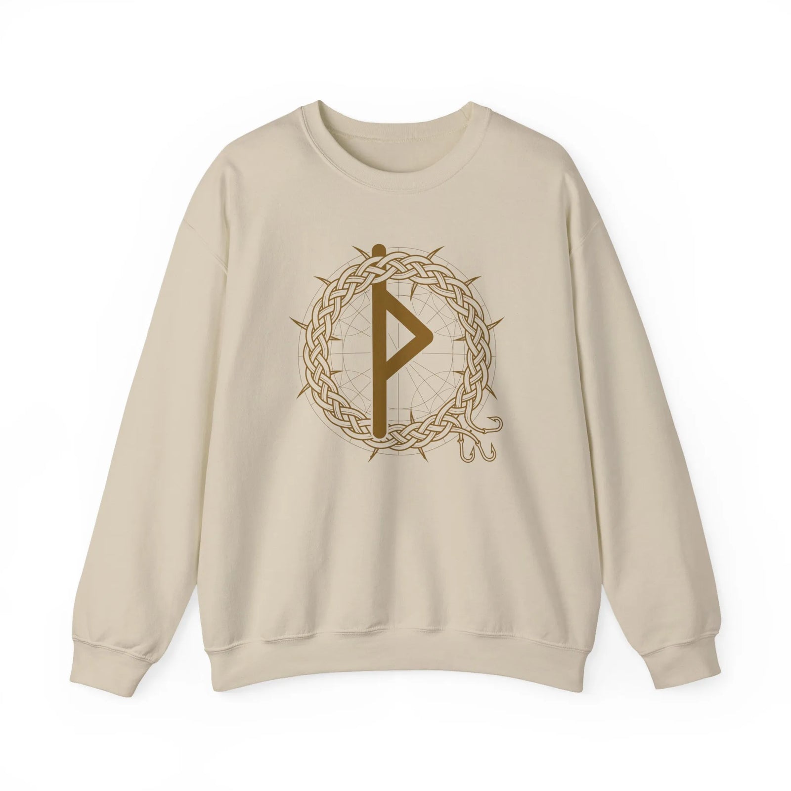 Thurisaz Rune Thorn Defense Sweatshirt - Heavy Blend Cotton Poly Crewneck - Unisex White