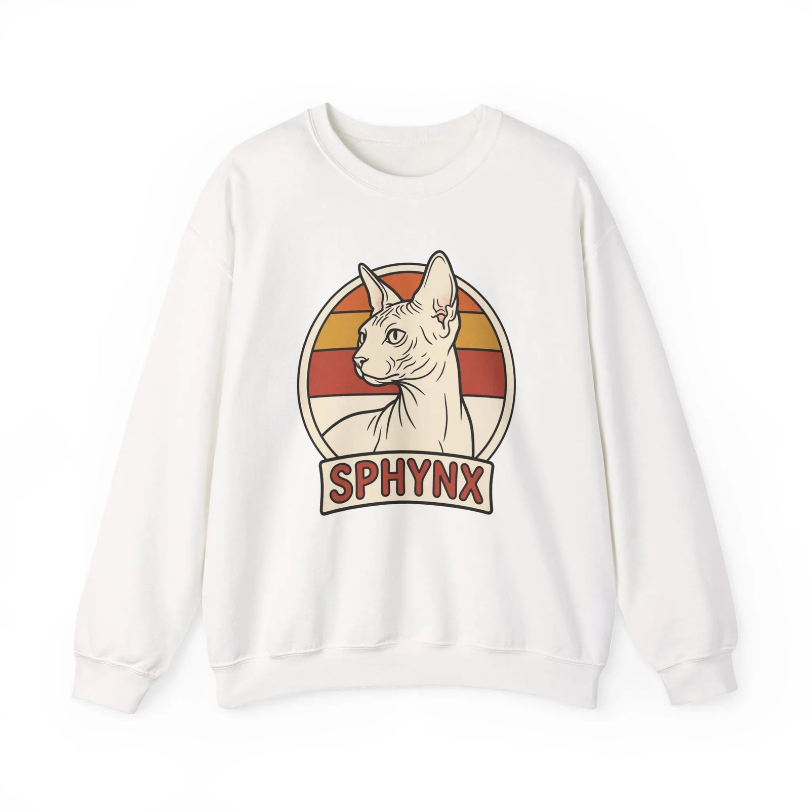 Sphynx Retro 70s Sunset Breeds Sweatshirt - Heavy Blend Crewneck Fleece - Unisex Ash