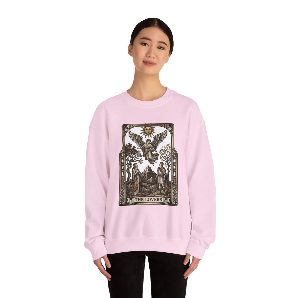 The Lovers Tarot Card Sweatshirt - Heavy Blend Fleece Crewneck - Unisex White