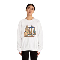 Egyptian Cat Scales Graphic Sweatshirt - Heavy Blend Fleece Crewneck - Unisex White