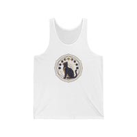Moon Phases Sacred Geometry Cat Tank Top - Lightweight Cotton Retail Fit Jersey - Unisex Athletic Heather