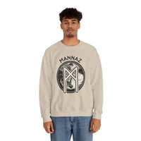 Mannaz Humanity Rune Graphic Sweatshirt - Heavy Blend Fleece Crewneck - Unisex White
