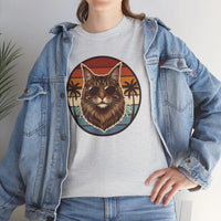 Maine Coon Cat Aviator Sunglasses T-Shirt - Heavy Cotton Classic Fit Tee - Unisex White