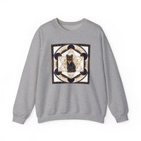 Metatron's Cat Sacred Geometry Sweatshirt - Heavy Blend Fleece Crewneck - Unisex White