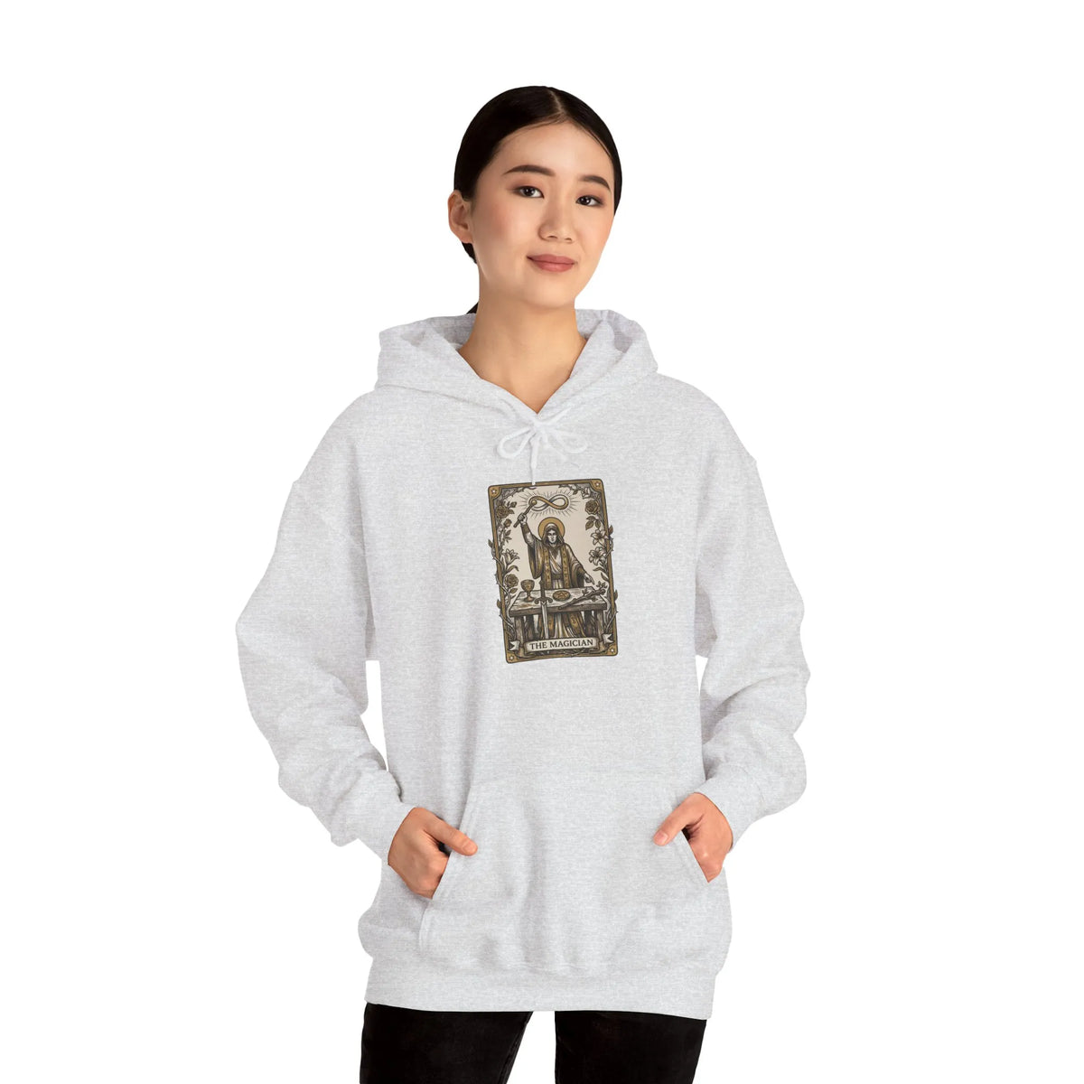 The Magician Tarot Card Hoodie - Cozy Fleece Pullover - Unisex White