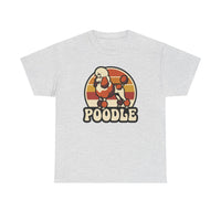 Poodle Retro 70s Sunset T-Shirt - Heavy Cotton Classic Fit Tee - Unisex White