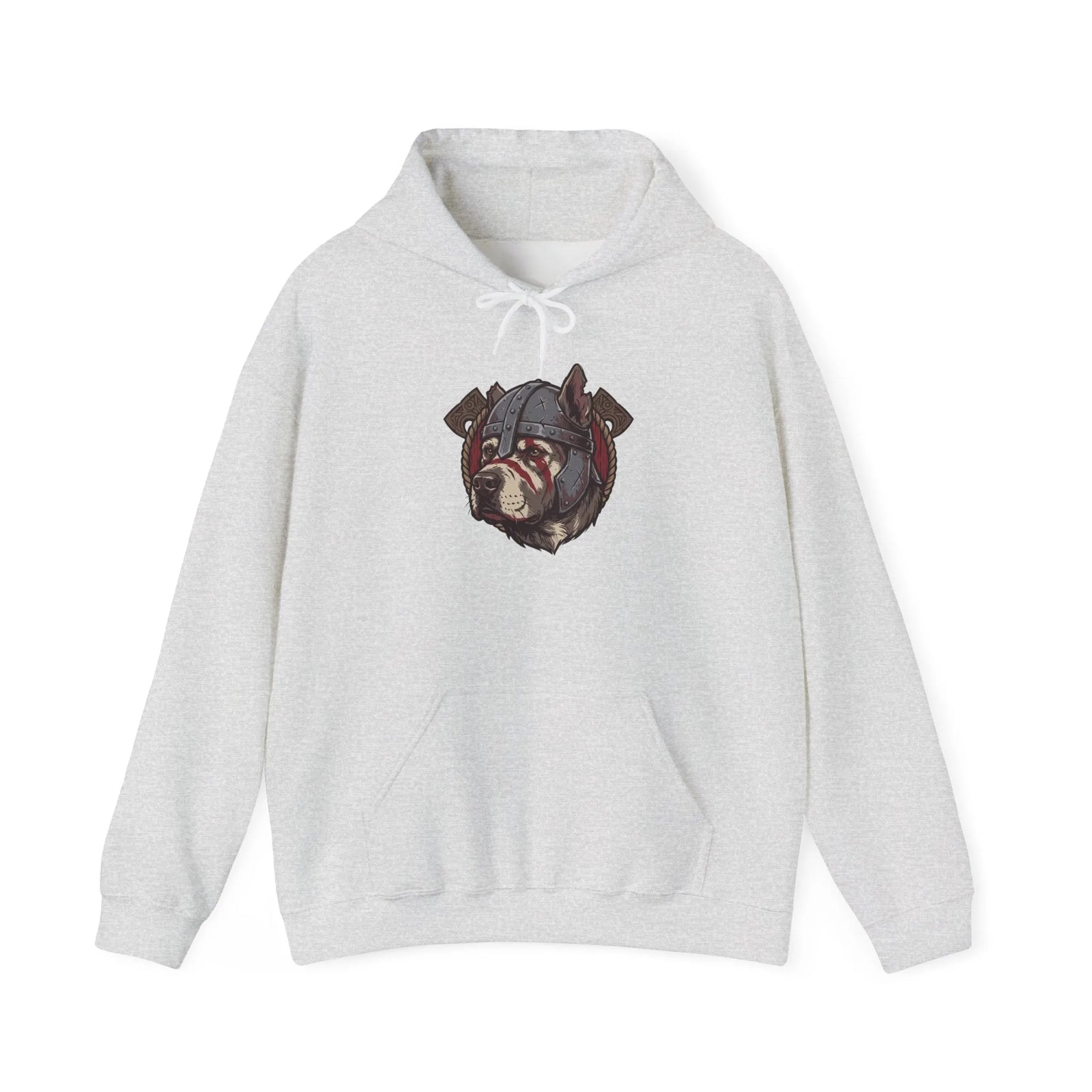 Viking Berserker Dogs Warpaint Hoodie - Medium-Heavy Cotton Blend Fleece - Unisex Sport Grey