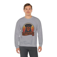 Rottweiler Retro Sunset Sweatshirt - Heavy Blend Fleece Crewneck - Unisex White