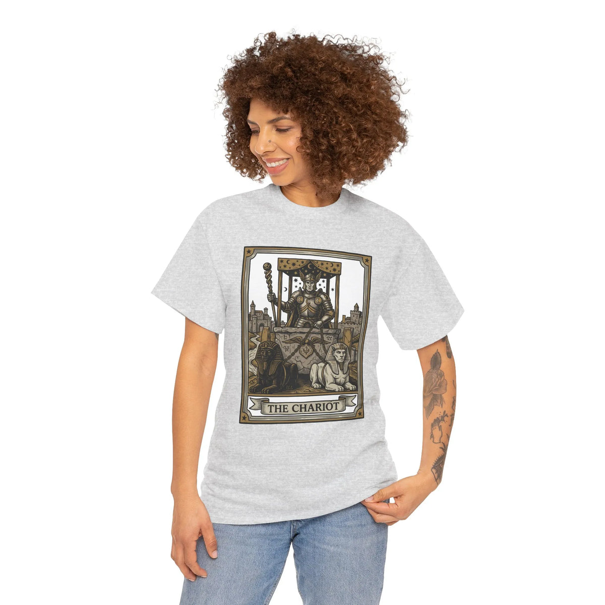 The Chariot Tarot Card T-Shirt - Heavy Cotton Classic Fit Tee - Unisex White