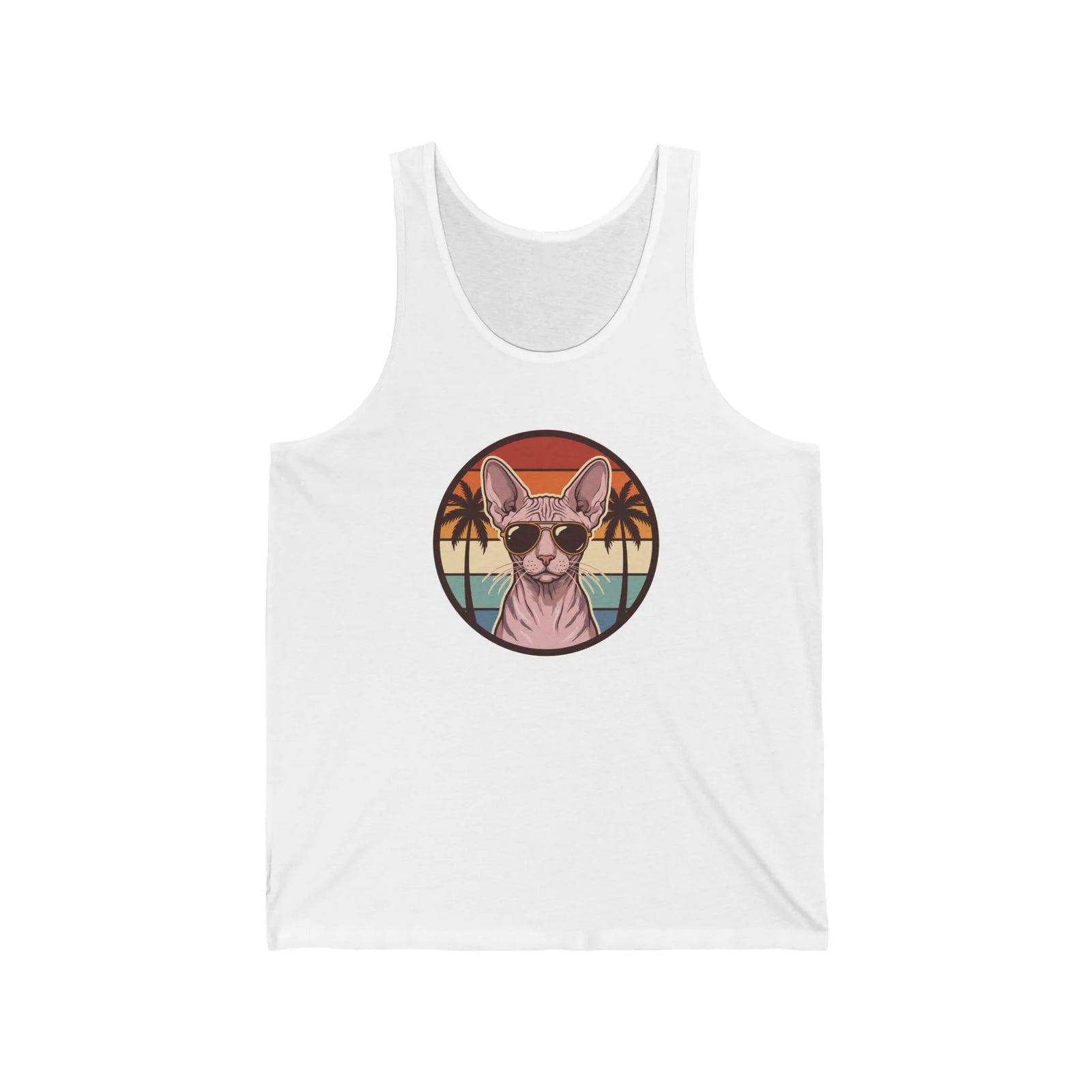 Sphynx Cat 70s Sunset Aviators Tank Top - Lightweight Airlume Cotton Retail Fit - Unisex Athletic Heather