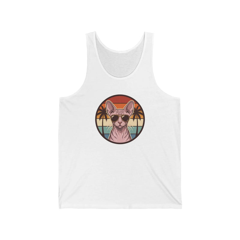 Sphynx Cat 70s Sunset Aviators Tank Top - Lightweight Airlume Cotton Retail Fit - Unisex Athletic Heather