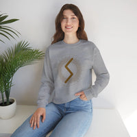Sowulo Rune Sun Graphic Sweatshirt - Heavy Cotton Blend Crewneck - Unisex White