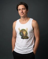 Elhaz Rune Elk Protection Tank Top - Soft Lightweight Jersey Tank - Unisex White