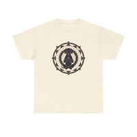 Meditating Dog Sacred Geometry T-Shirt - Heavy Cotton Classic Fit Tee - Unisex White