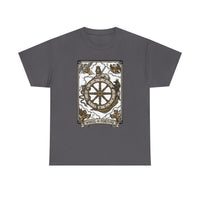Wheel of Fortune Tarot Graphic T-Shirt - Heavyweight Cotton Classic Fit - Unisex White