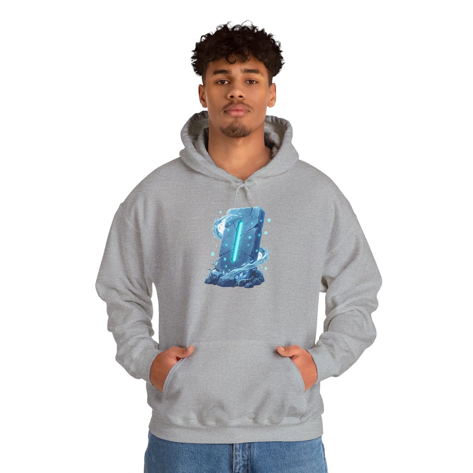 Isa Rune Ice Hoodie - Heavy Blend Cotton Blend Pullover - Unisex White