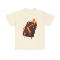 Kenaz Rune Torch Flame T-Shirt - Heavy Cotton Classic Fit Tee - Unisex White