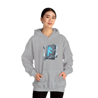 Ansuz Rune Odin's Raven Graphic Hoodie - Medium Heavy Fabric Classic Fit - Unisex White