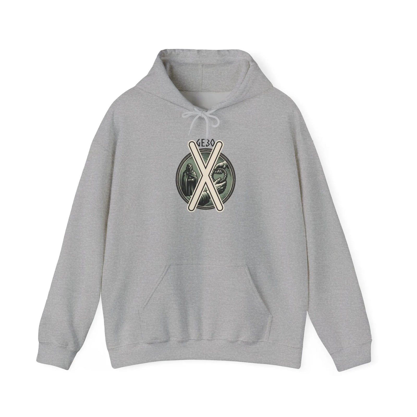 Gebo Rune Gift Exchange Hoodie - Heavy Blend Fleece Pullover - Unisex White