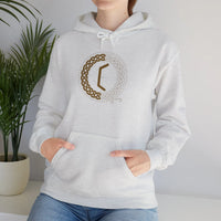 Perthro Runic Symbol Hoodie - Heavyweight Fleece Pullover - Unisex White