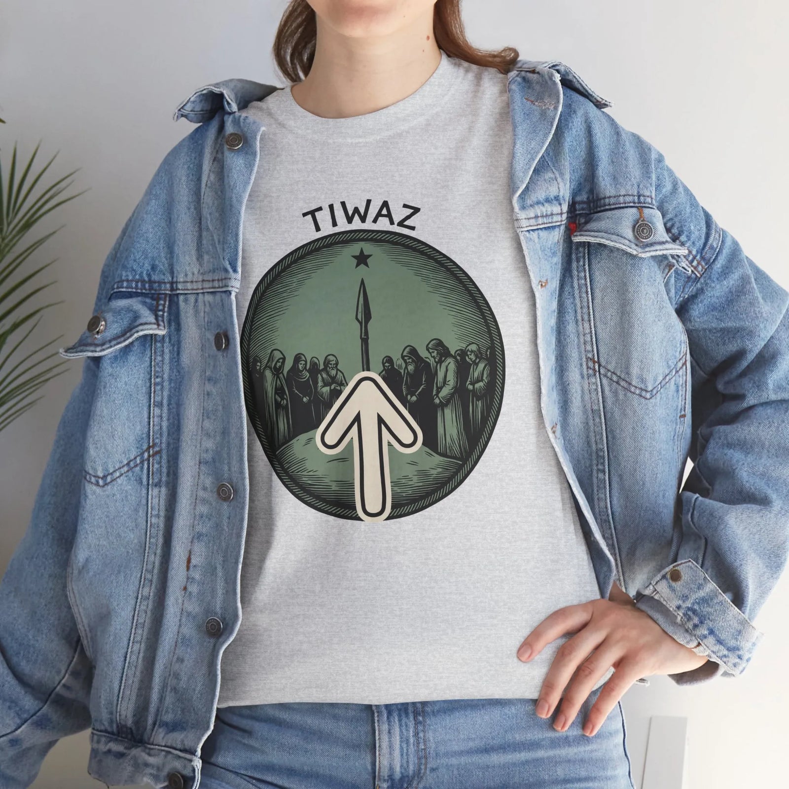 Tiwaz Rune Graphic T-Shirt - Heavy Cotton Classic Fit Tee - Unisex White